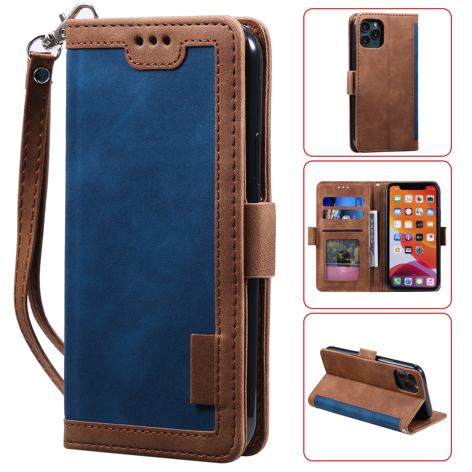 Retro Splicing Leather Covering for iPhone 11 Pro 5.8 inch