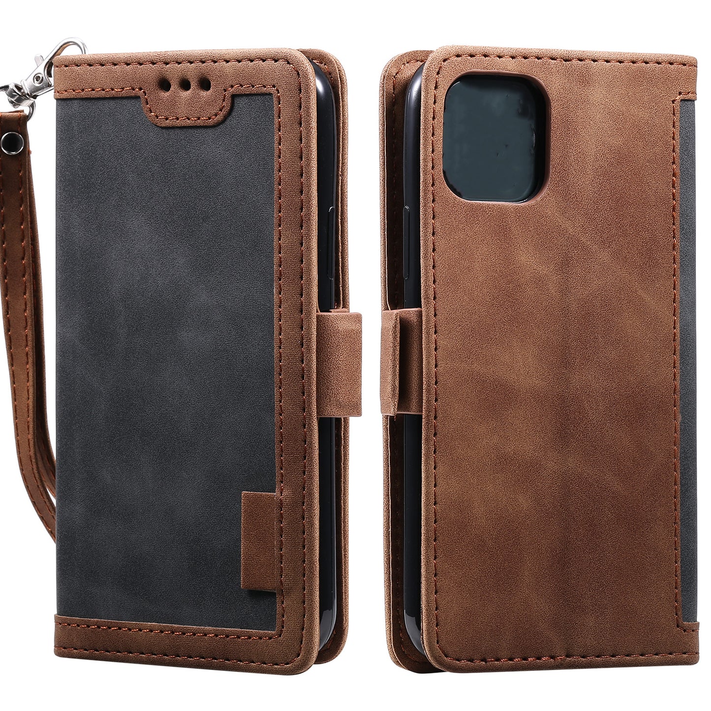 Retro Splicing Style Wallet Stand Leather Phone Case for iPhone 11 6.1 inch