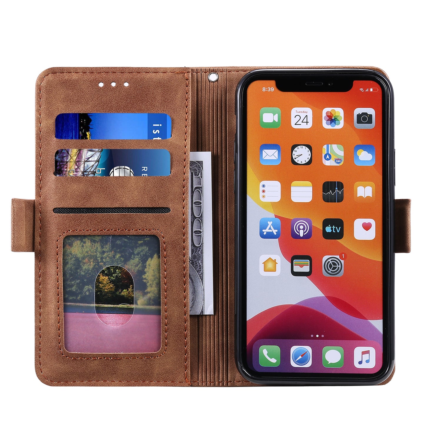 Retro Splicing Style Wallet Stand Leather Phone Case for iPhone 11 6.1 inch