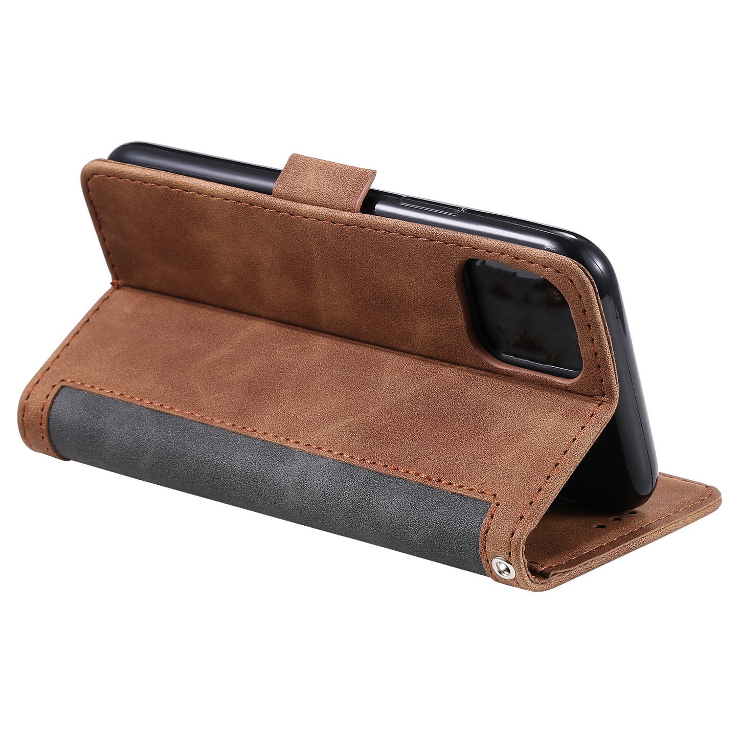 Retro Splicing Style Wallet Stand Leather Phone Case for iPhone 11 6.1 inch