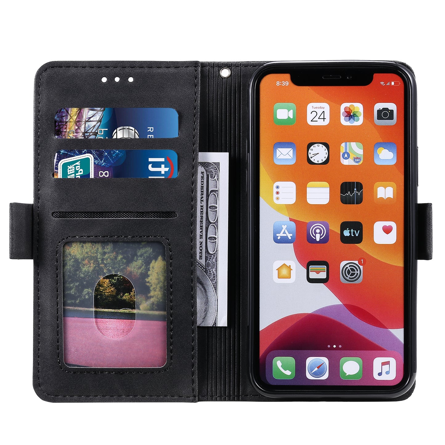 Retro Splicing Style Wallet Stand Leather Phone Case for iPhone 11 6.1 inch