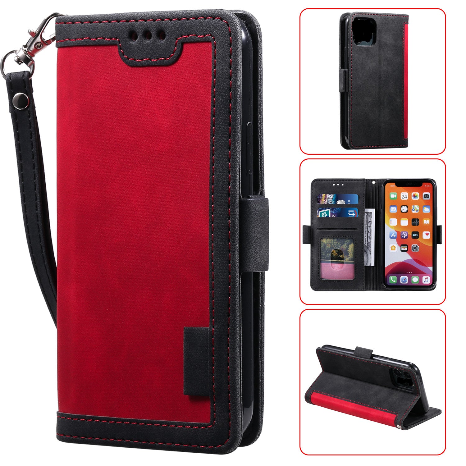 Retro Splicing Style Wallet Stand Leather Phone Case for iPhone 11 6.1 inch