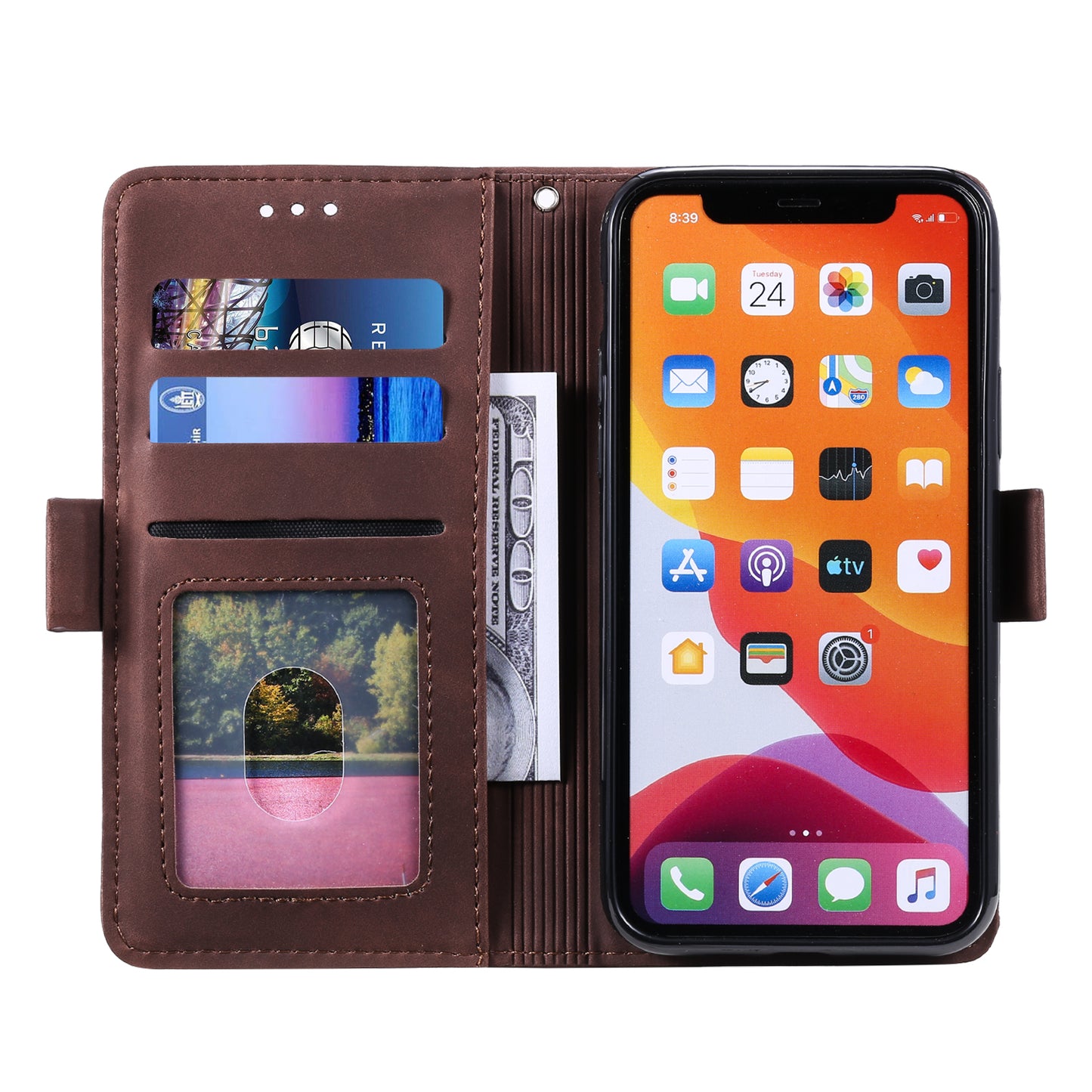 Retro Splicing Style Wallet Stand Leather Phone Case for iPhone 11 6.1 inch