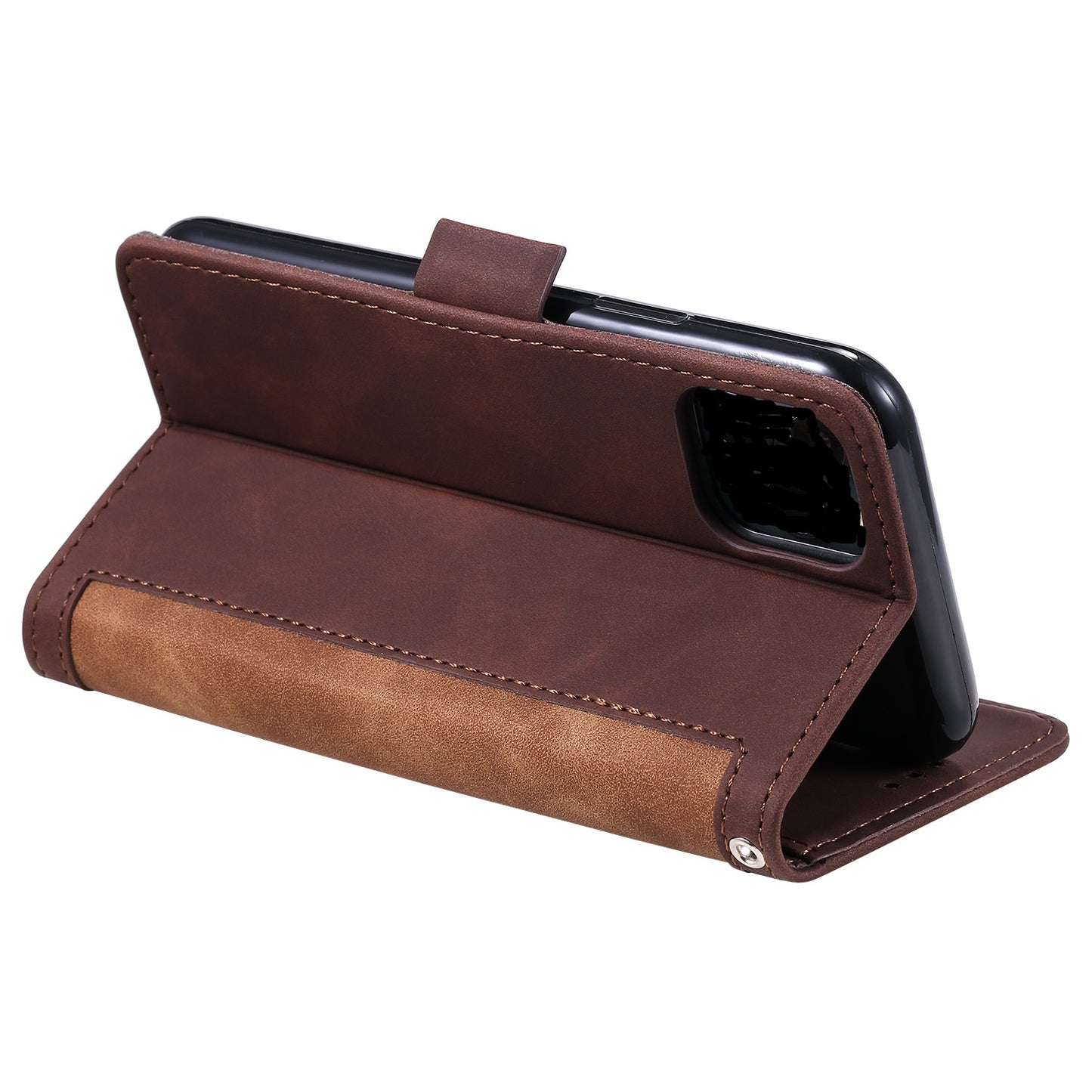 Retro Splicing Style Wallet Stand Leather Phone Case for iPhone 11 6.1 inch