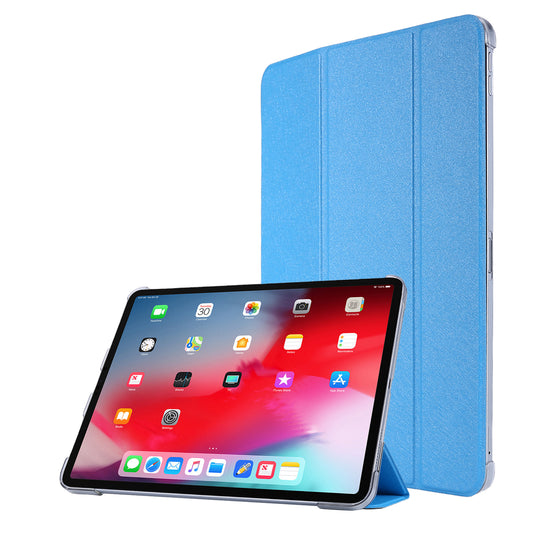 Silk Texture Tri-fold Stand PU Leather Flip Tablet Shell for iPad Pro 12.9-inch (2020) / (2018)