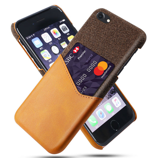 KSQ Card Holder Cloth + PU Leather Coated PC Back Cover for iPhone SE (2020)/SE (2022)/7/8 4.7 inch