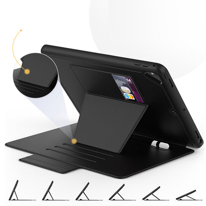 For iPad 9.7-inch (2018)/(2017) Magnetic Stand Card Holder PU Leather Tablet Case with Stylus Slot