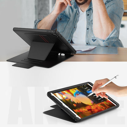 For iPad 9.7-inch (2018)/(2017) Magnetic Stand Card Holder PU Leather Tablet Case with Stylus Slot