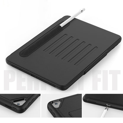 For iPad 9.7-inch (2018)/(2017) Magnetic Stand Card Holder PU Leather Tablet Case with Stylus Slot
