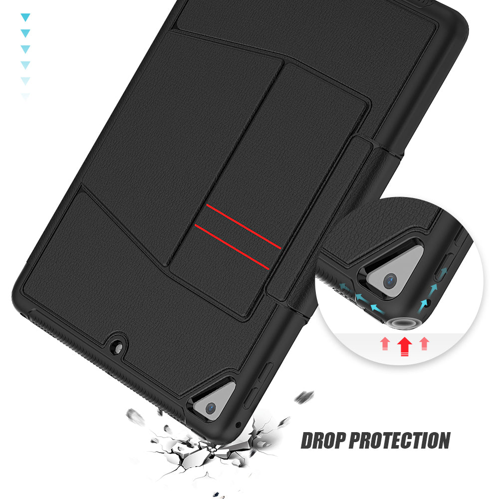 For iPad 9.7-inch (2018)/(2017) Magnetic Stand Card Holder PU Leather Tablet Case with Stylus Slot