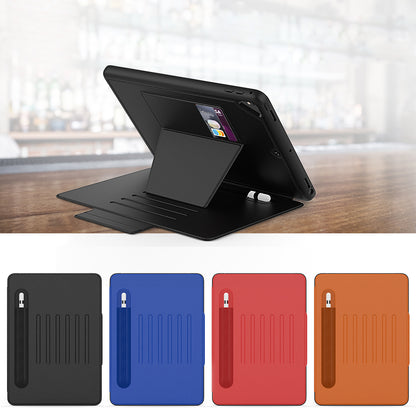 For iPad 9.7-inch (2018)/(2017) Magnetic Stand Card Holder PU Leather Tablet Case with Stylus Slot
