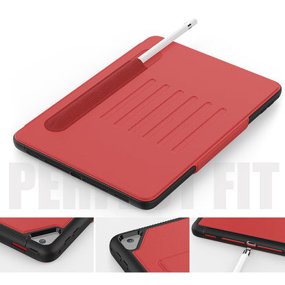 For iPad 9.7-inch (2018)/(2017) Magnetic Stand Card Holder PU Leather Tablet Case with Stylus Slot