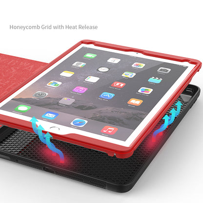For iPad 9.7-inch (2018)/(2017) Magnetic Stand Card Holder PU Leather Tablet Case with Stylus Slot