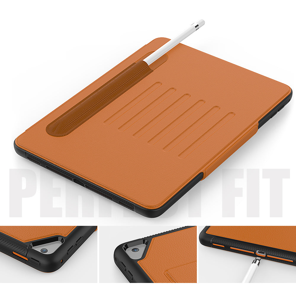 For iPad 9.7-inch (2018)/(2017) Magnetic Stand Card Holder PU Leather Tablet Case with Stylus Slot