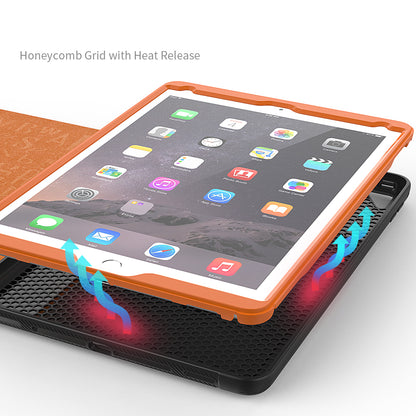 For iPad 9.7-inch (2018)/(2017) Magnetic Stand Card Holder PU Leather Tablet Case with Stylus Slot