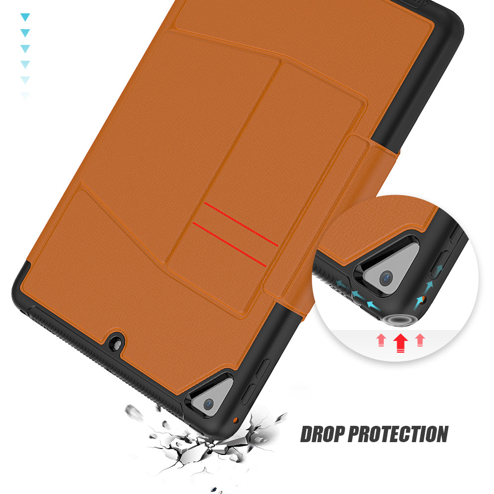 For iPad 9.7-inch (2018)/(2017) Magnetic Stand Card Holder PU Leather Tablet Case with Stylus Slot