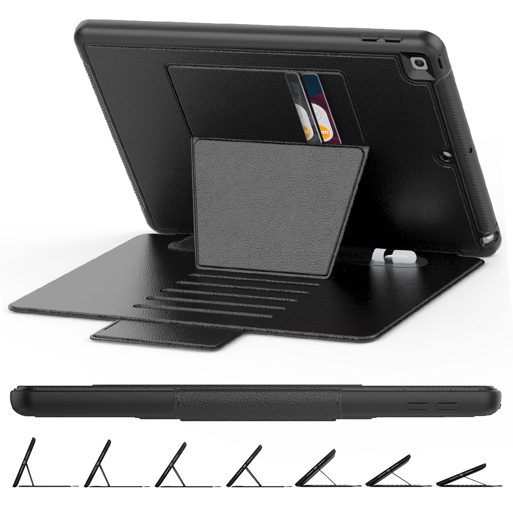 For iPad 10.2 (2020)/(2019) Multi-angle Stand Card Holder Leather Tablet Case Magnetic Closure Cover with Stylus Slot