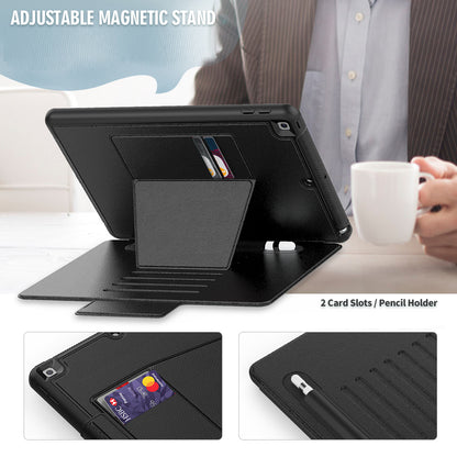 For iPad 10.2 (2020)/(2019) Multi-angle Stand Card Holder Leather Tablet Case Magnetic Closure Cover with Stylus Slot