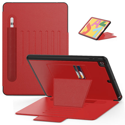 For iPad 10.2 (2020)/(2019) Multi-angle Stand Card Holder Leather Tablet Case Magnetic Closure Cover with Stylus Slot