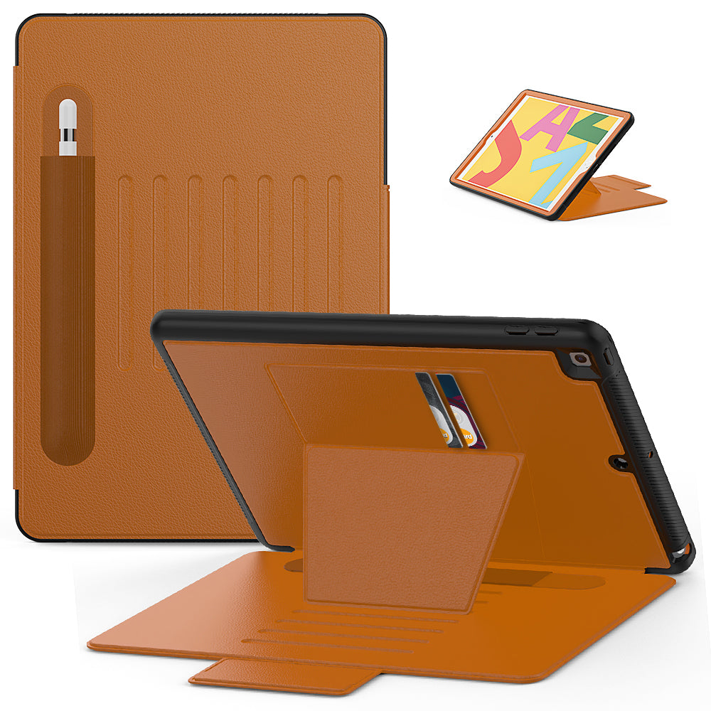 For iPad 10.2 (2020)/(2019) Multi-angle Stand Card Holder Leather Tablet Case Magnetic Closure Cover with Stylus Slot