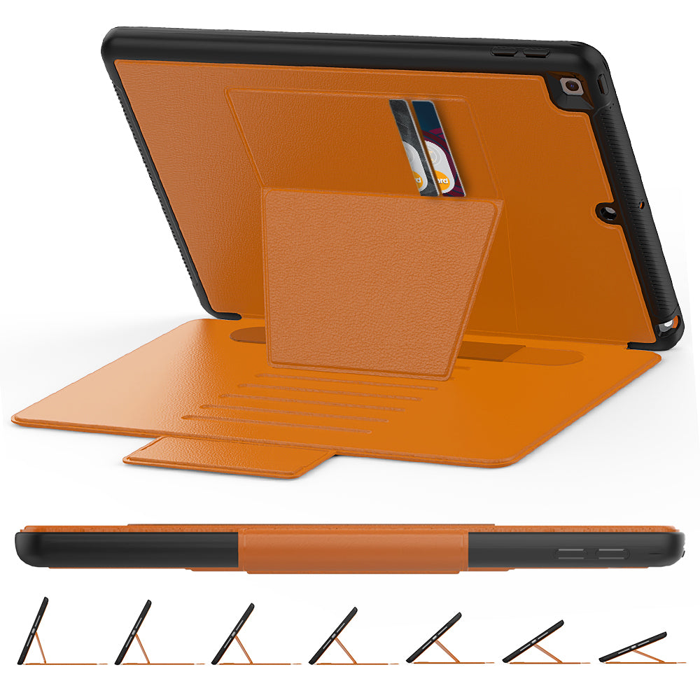 For iPad 10.2 (2020)/(2019) Multi-angle Stand Card Holder Leather Tablet Case Magnetic Closure Cover with Stylus Slot
