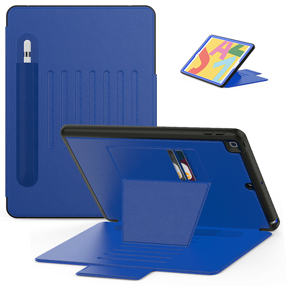For iPad 10.2 (2020)/(2019) Multi-angle Stand Card Holder Leather Tablet Case Magnetic Closure Cover with Stylus Slot