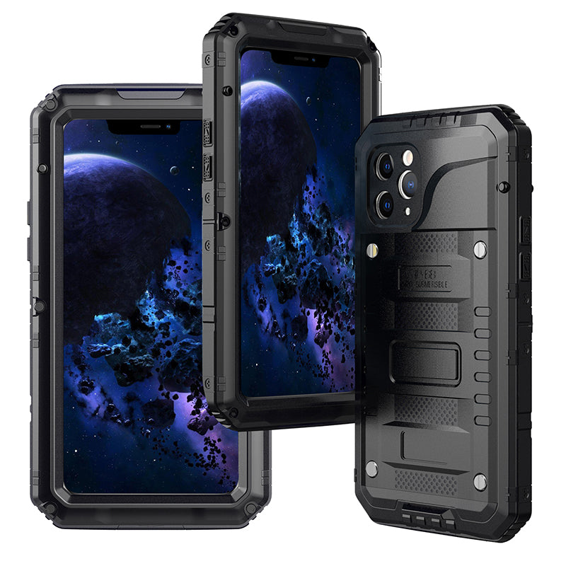 Shockproof Waterproof Plastic+Metal+Tempered Glass Phone Case for iPhone 11 Pro Max 6.5-inch