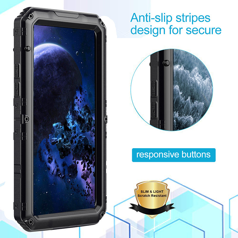 Shockproof Waterproof Plastic+Metal+Tempered Glass Phone Case for iPhone 11 Pro Max 6.5-inch