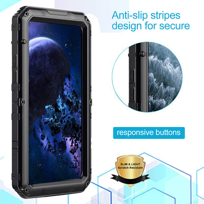Shockproof Waterproof Plastic+Metal+Tempered Glass Phone Case for iPhone 11 Pro Max 6.5-inch