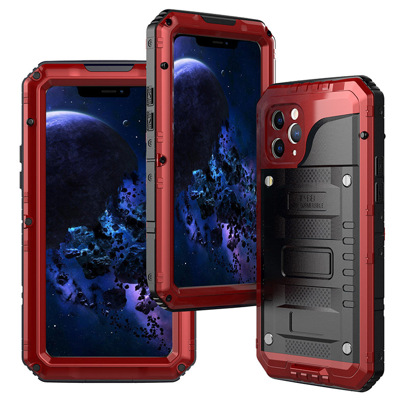 Shockproof Waterproof Plastic+Metal+Tempered Glass Phone Case for iPhone 11 Pro Max 6.5-inch
