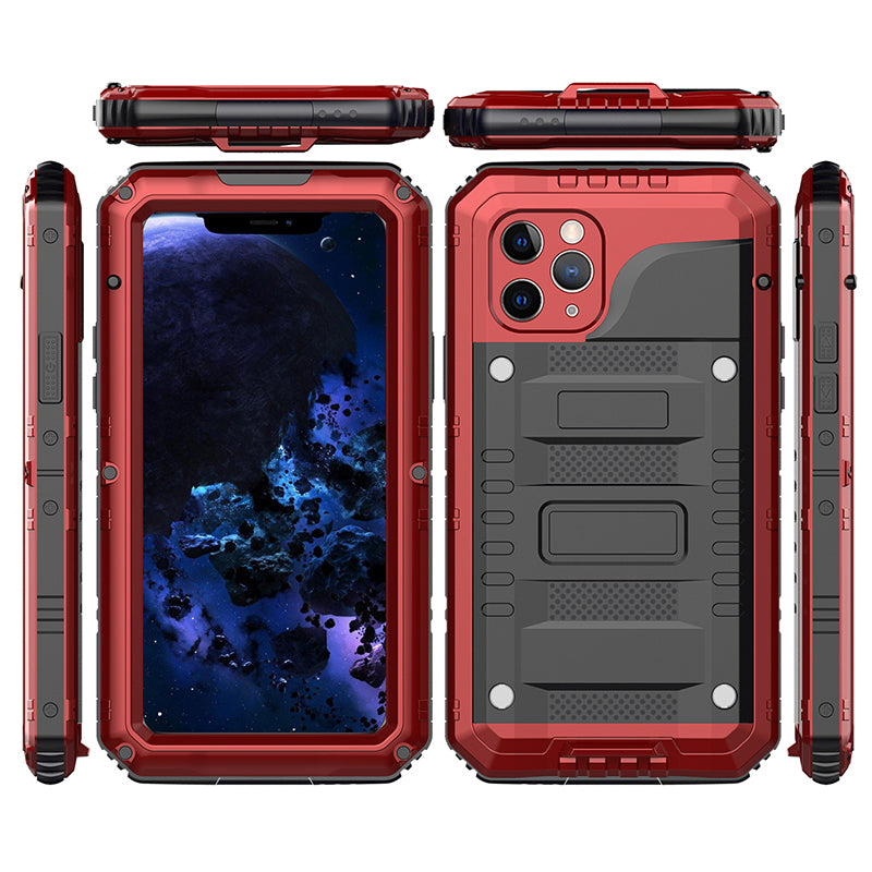 Shockproof Waterproof Plastic+Metal+Tempered Glass Phone Case for iPhone 11 Pro Max 6.5-inch