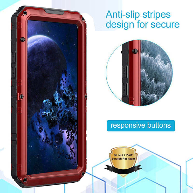 Shockproof Waterproof Plastic+Metal+Tempered Glass Phone Case for iPhone 11 Pro Max 6.5-inch