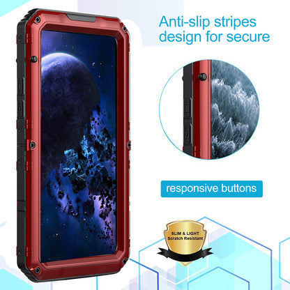 Shockproof Waterproof Plastic+Metal+Tempered Glass Phone Case for iPhone 11 Pro Max 6.5-inch