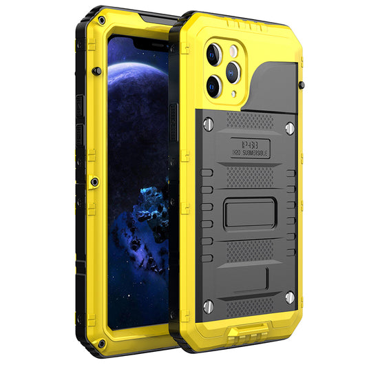Shockproof Waterproof Plastic+Metal+Tempered Glass Phone Case for iPhone 11 Pro Max 6.5-inch