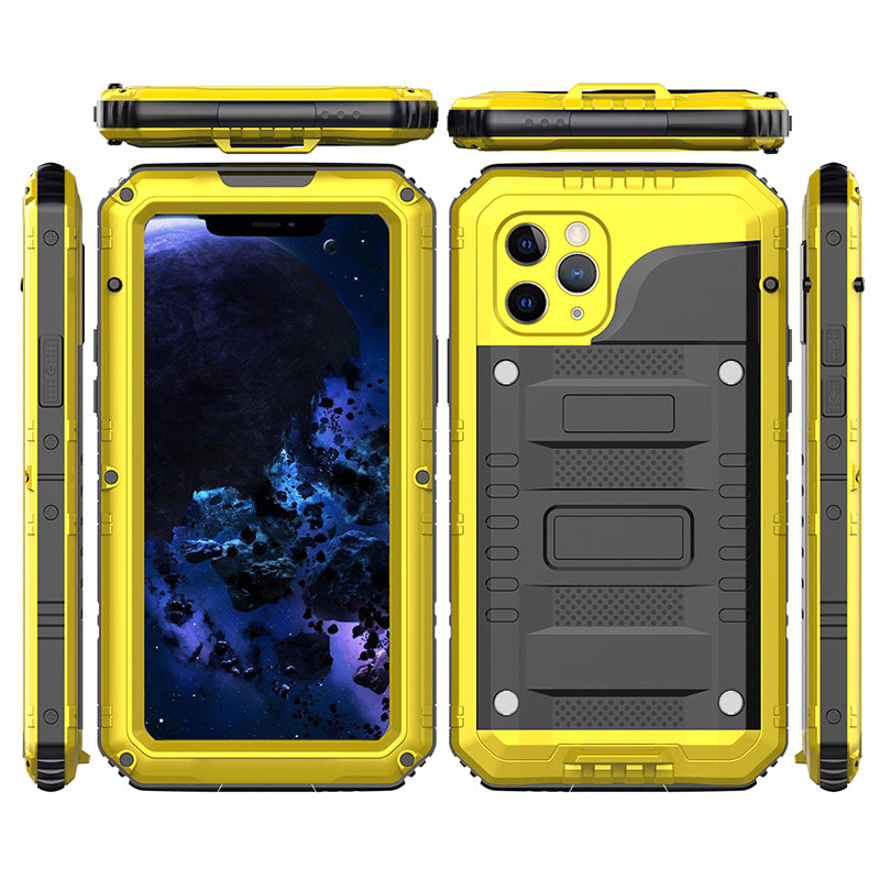 Shockproof Waterproof Plastic+Metal+Tempered Glass Phone Case for iPhone 11 Pro Max 6.5-inch