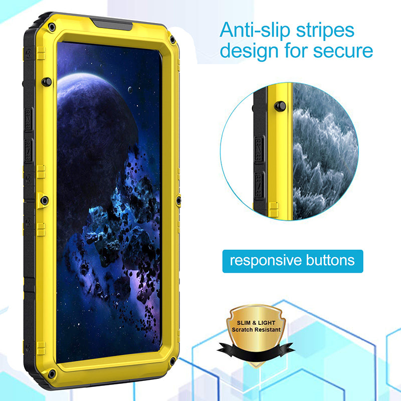Shockproof Waterproof Plastic+Metal+Tempered Glass Phone Case for iPhone 11 Pro Max 6.5-inch