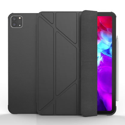 For iPad Pro 11-inch (2021)(2020)(2018) Tri-fold Stand Leather Protective Tablet Cover Case with Pen Slot