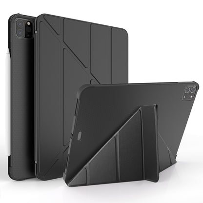 For iPad Pro 11-inch (2021)(2020)(2018) Tri-fold Stand Leather Protective Tablet Cover Case with Pen Slot