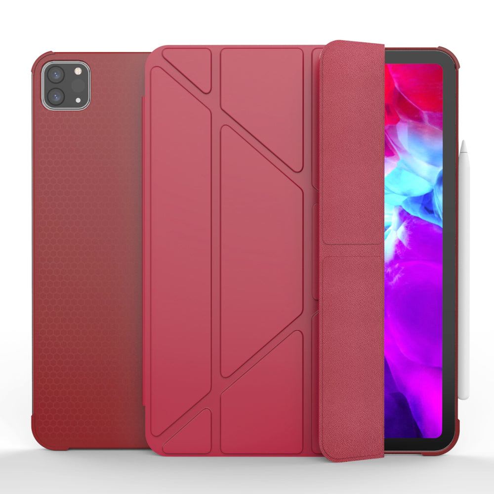 For iPad Pro 11-inch (2021)(2020)(2018) Tri-fold Stand Leather Protective Tablet Cover Case with Pen Slot