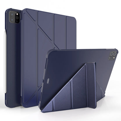 For iPad Pro 11-inch (2021)(2020)(2018) Tri-fold Stand Leather Protective Tablet Cover Case with Pen Slot