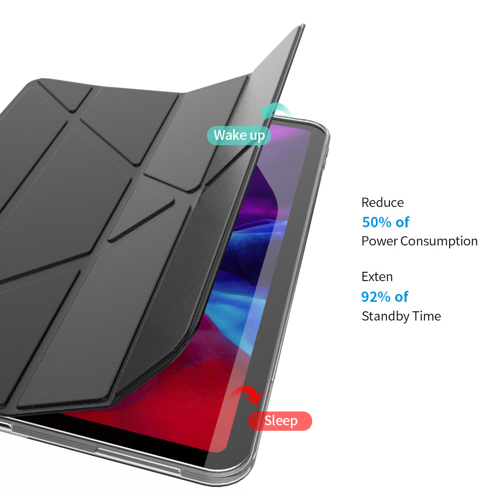 Magnetic Absorption Origami Smart TPU Leather Case Tablet Cover for iPad Pro 12.9-inch (2020)