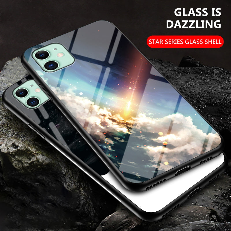 Starry Sky Tempered Glass + PC + TPU Hybrid Case for iPhone 11 6.1 inch