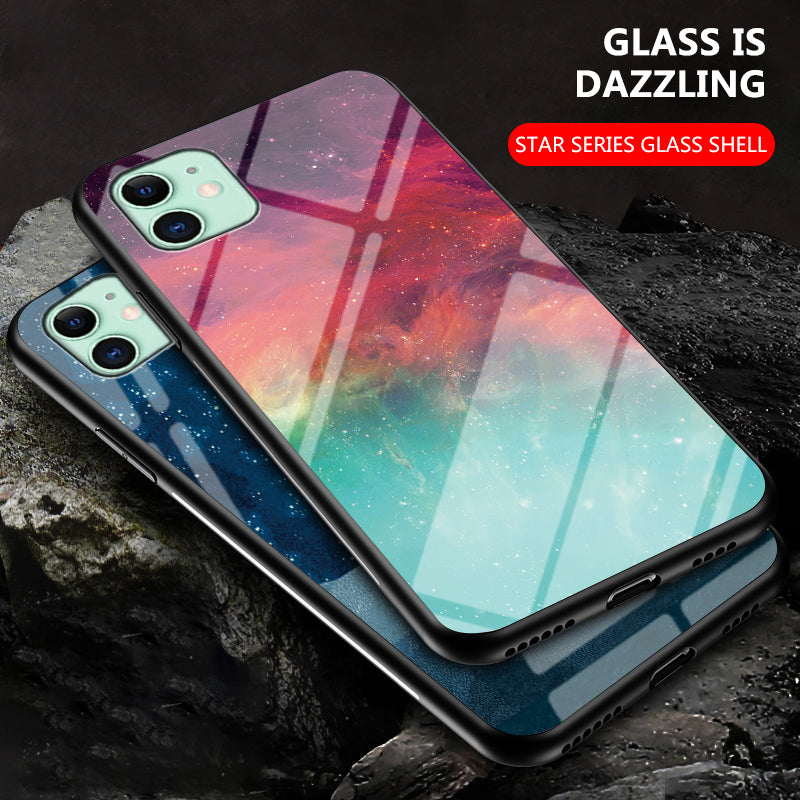 Starry Sky Tempered Glass + PC + TPU Hybrid Case for iPhone 11 6.1 inch
