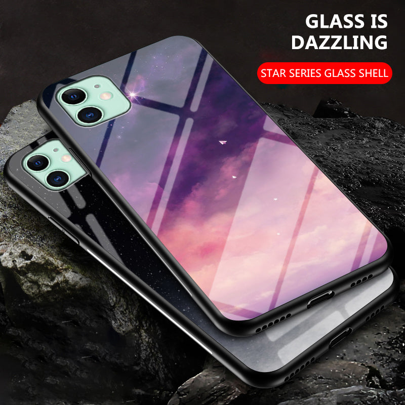 Starry Sky Tempered Glass + PC + TPU Hybrid Case for iPhone 11 6.1 inch