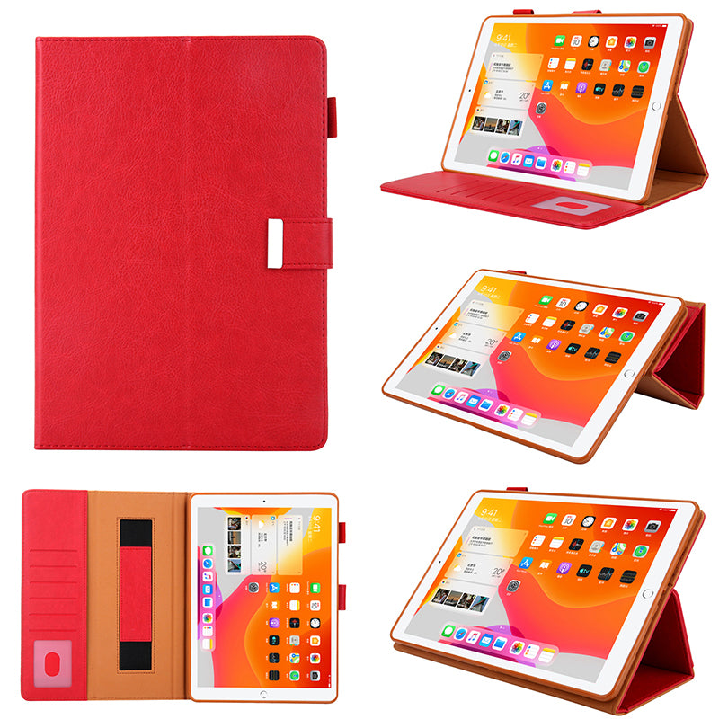 Metal Buckle Card Slots Stand Leather Smart Cover with Hand Strap for iPad Air (2020)/Air (2022)/Pro 11-inch (2021)(2020)(2018)
