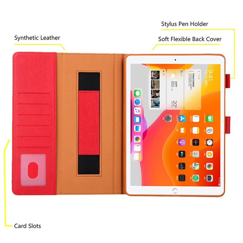 Metal Buckle Card Slots Stand Leather Smart Cover with Hand Strap for iPad Air (2020)/Air (2022)/Pro 11-inch (2021)(2020)(2018)