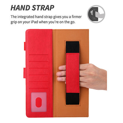 Metal Buckle Card Slots Stand Leather Smart Cover with Hand Strap for iPad Air (2020)/Air (2022)/Pro 11-inch (2021)(2020)(2018)