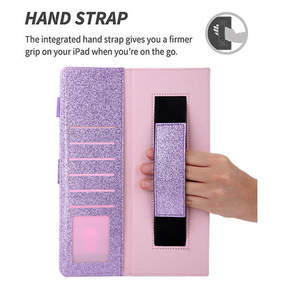 Metal Buckle Card Slots Stand Leather Smart Cover with Hand Strap for iPad Air (2020)/Air (2022)/Pro 11-inch (2021)(2020)(2018)