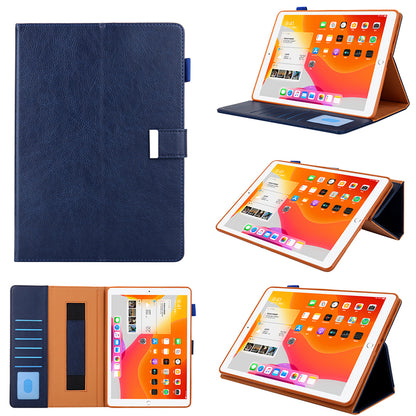 Metal Buckle Card Slots Stand Leather Smart Cover with Hand Strap for iPad Air (2020)/Air (2022)/Pro 11-inch (2021)(2020)(2018)