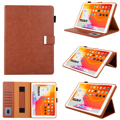 Metal Buckle Card Slots Stand Leather Smart Cover with Hand Strap for iPad Air (2020)/Air (2022)/Pro 11-inch (2021)(2020)(2018)